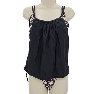 Zando Womans size XXXL 2 Piece Tankini Swimsuit Animal Print Black & Brown NWOT